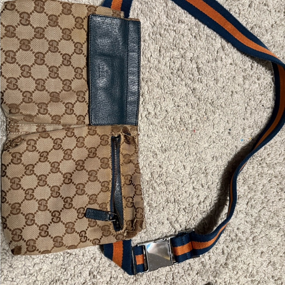Gucci Brown and Blue Crossbody Bag